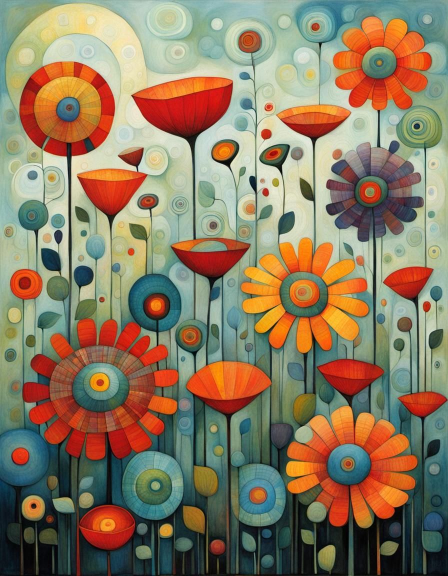 Whimsical Abstract Flowers in Contemporary Style