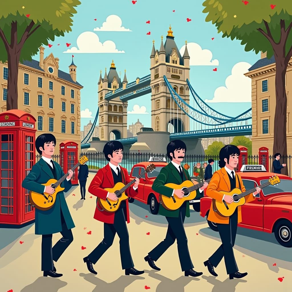 The Beatles in London: Scarry-Inspired Illustration