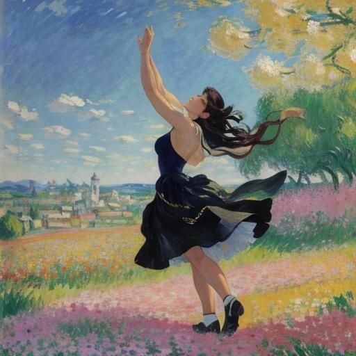 Swallows Dance in Spring Light: Impressionist Painting