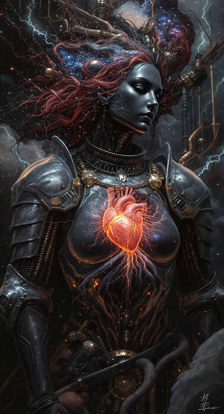 Joan of Arc Nebula Heart in Industrial Surrealism