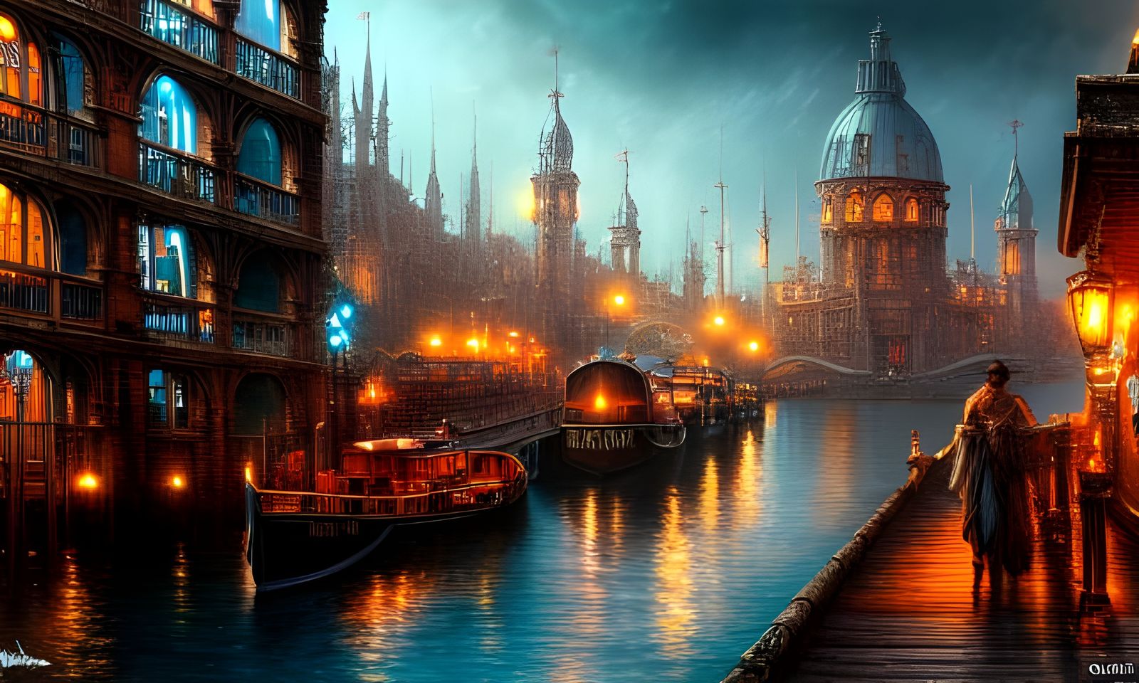 Magical Canal District with Tower of Faith