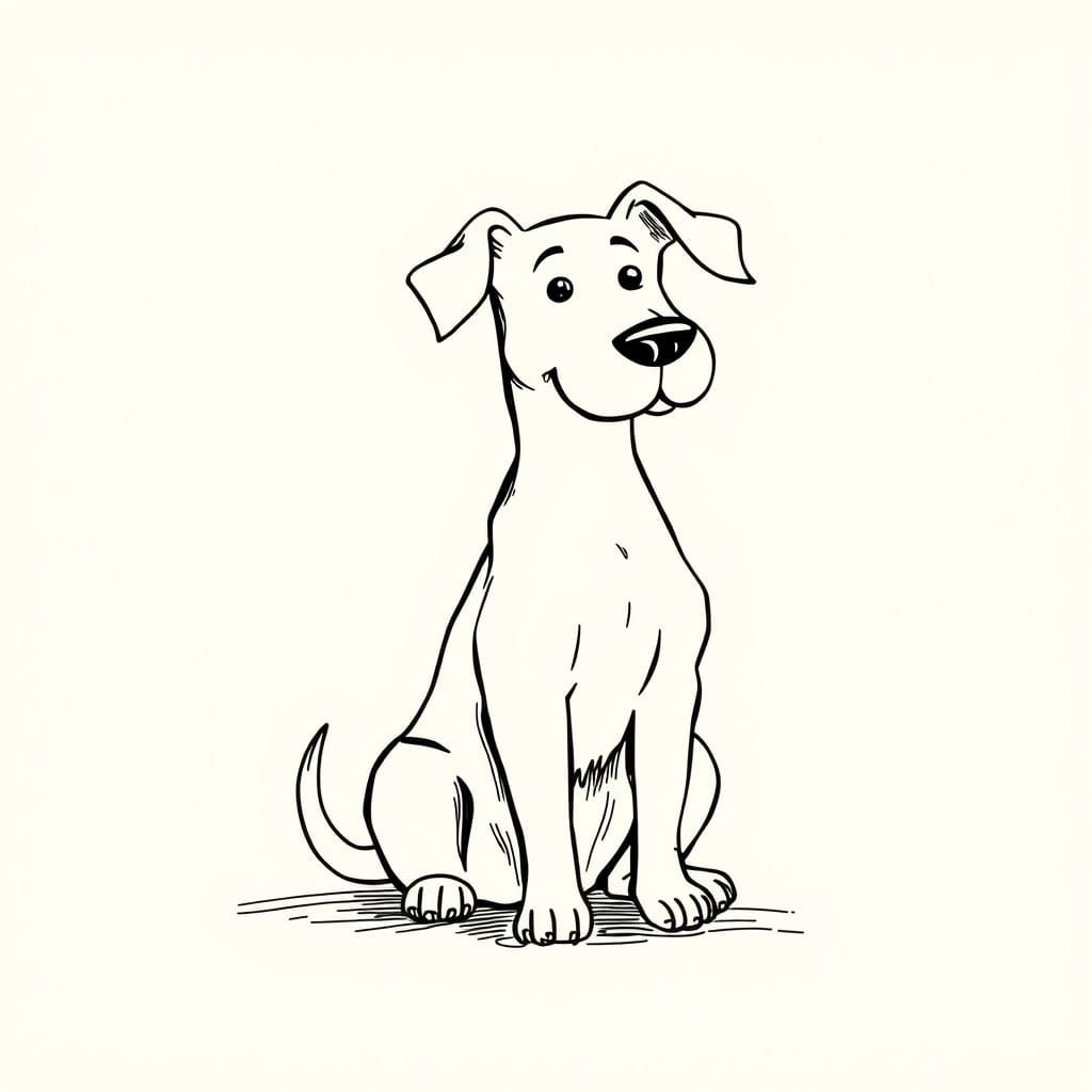 Surreal Dog Portraits in Whimsical Line Drawing Style