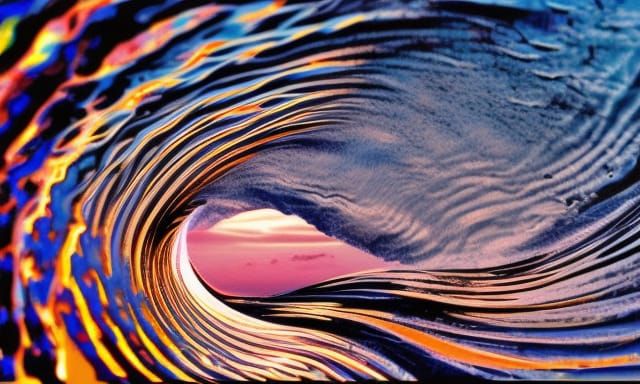 Beautiful Detailed Wave in Sunset
