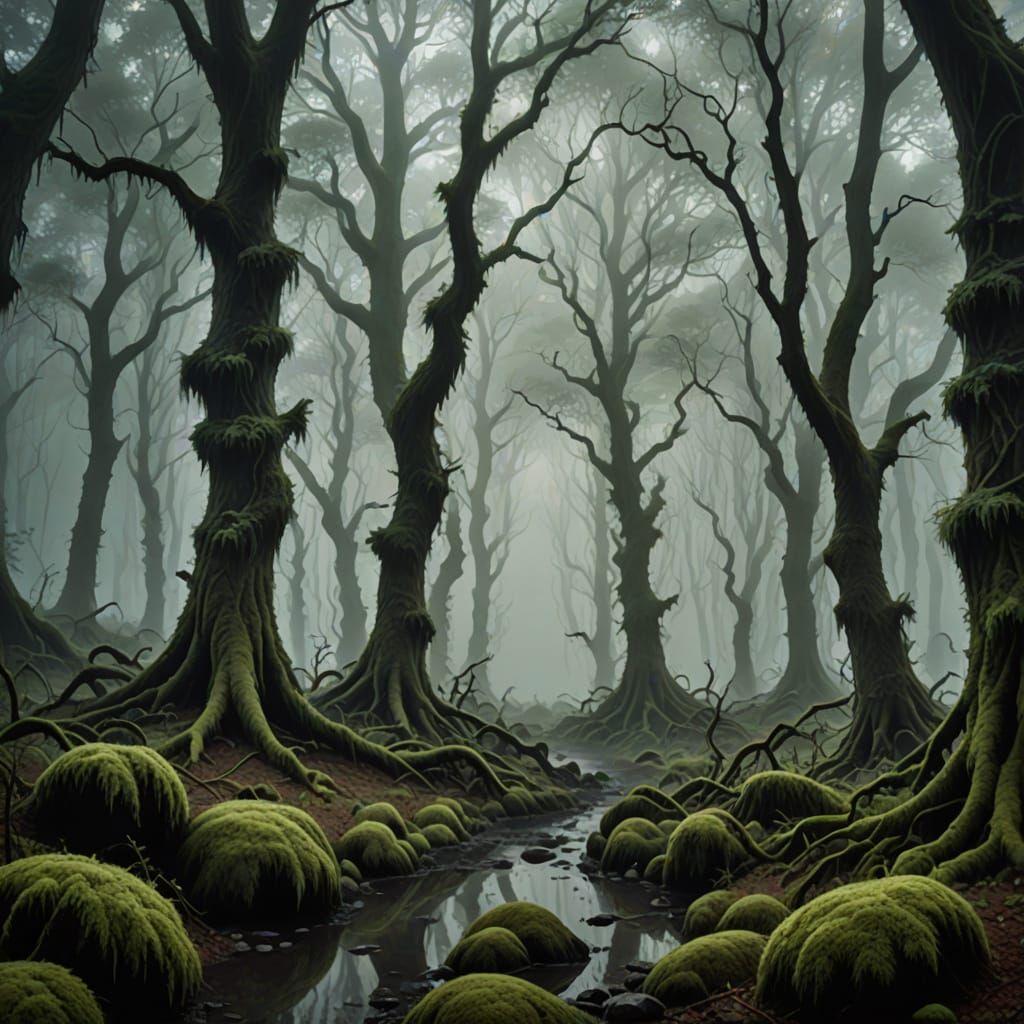 An Eldritch misty pagan Forest