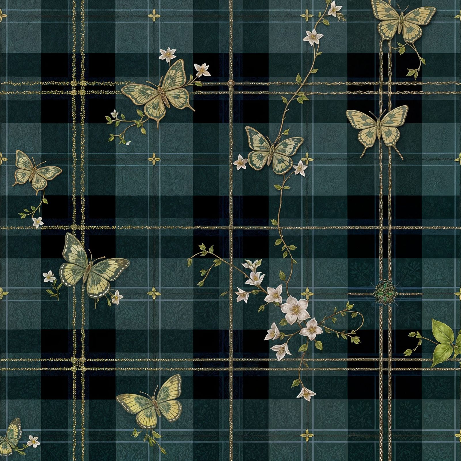 Ethereal Celtic Floral Tapestry in Muted Jewel Tones