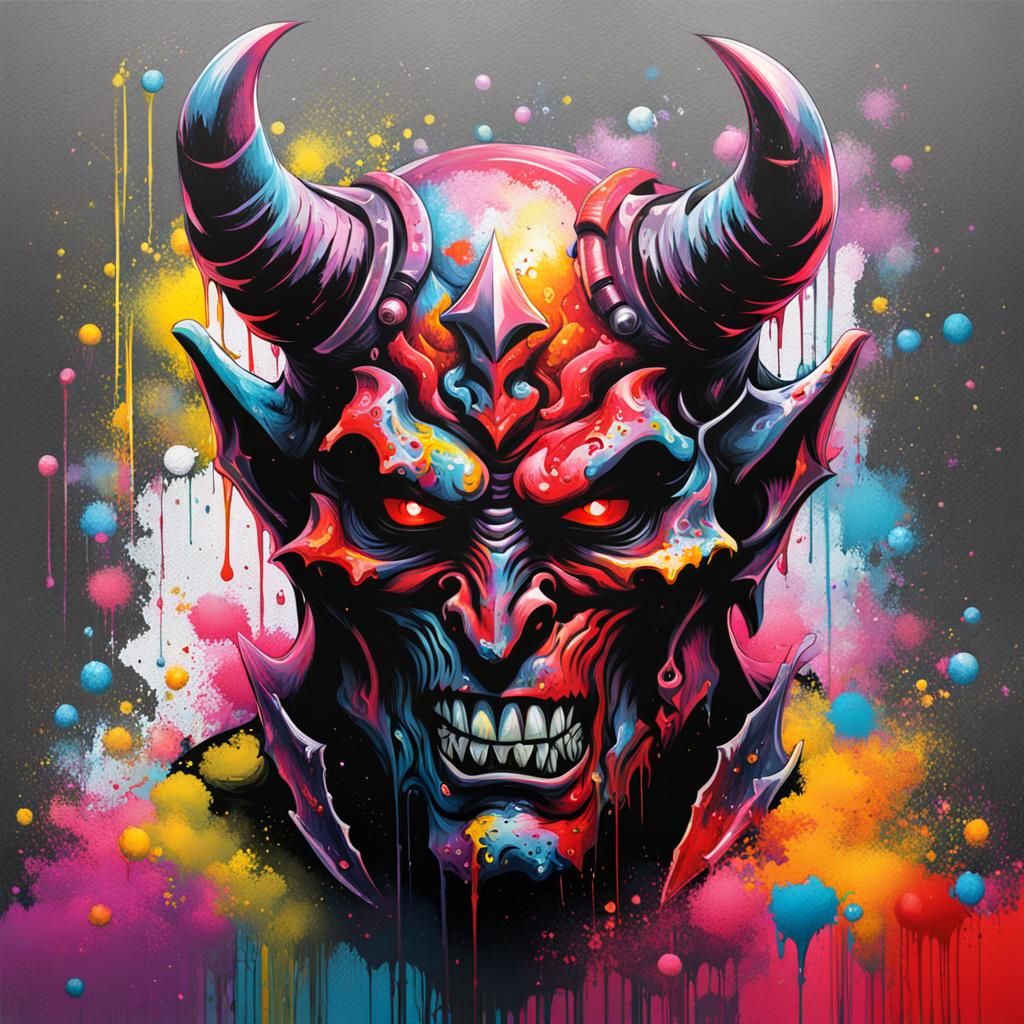 Devil Knight Graffiti Art in Street Style
