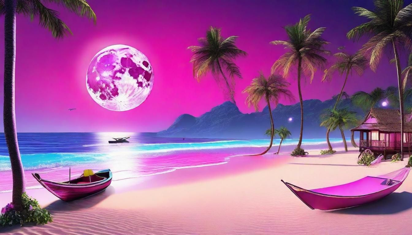 Magenta Beach Holiday Resort Under Full Moon