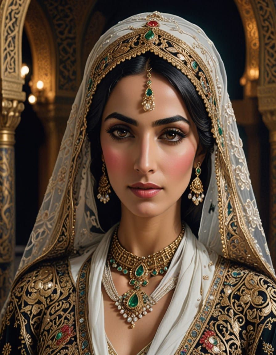 Mysterious Middle Eastern Noblewoman in Veil