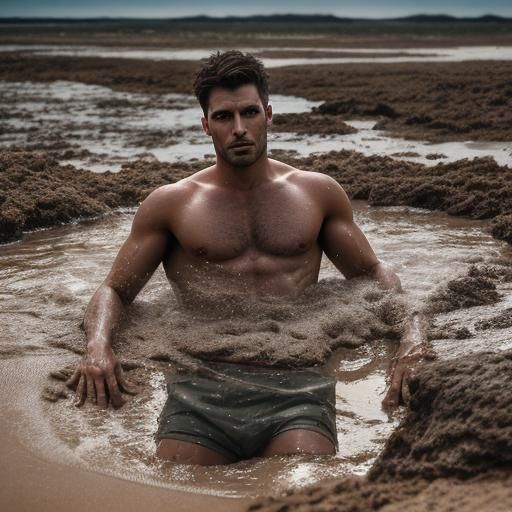 Man Sinking in Quicksand: Professional Photography