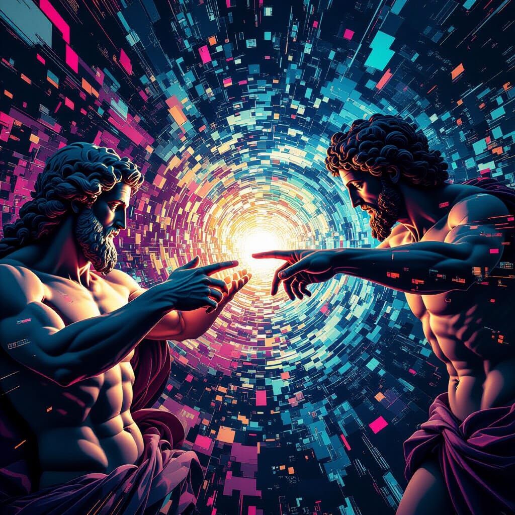 Creation of Adam Glitch Art with Voxel Decay