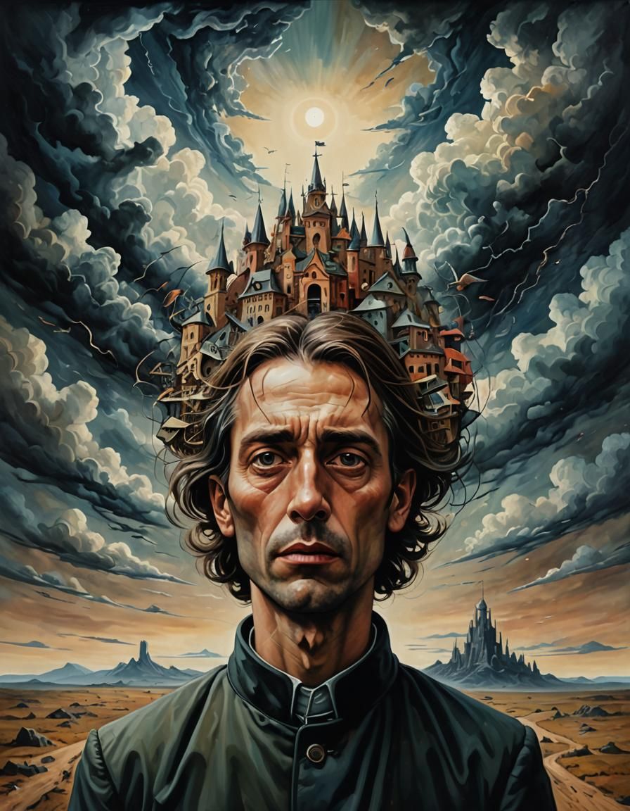 Agoraphobia: Surreal Close-up Portrait in Dark Fantasy Style