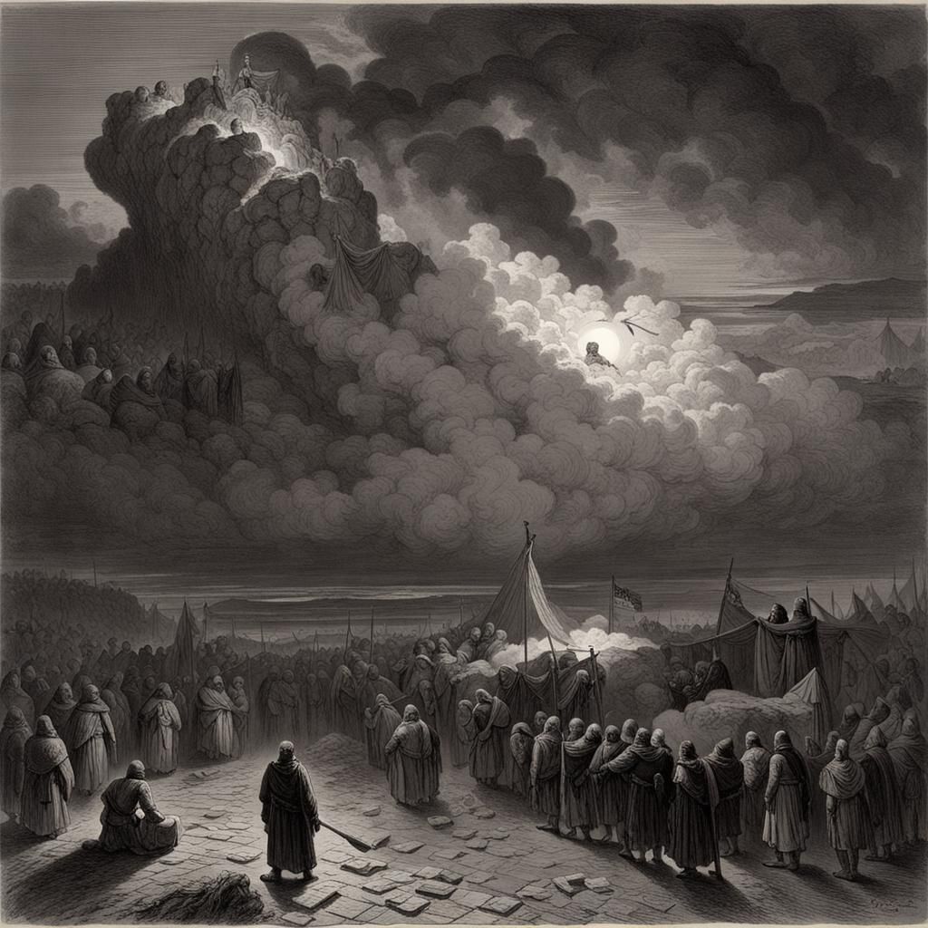 Biblical Pillar of Fire in Doré Style