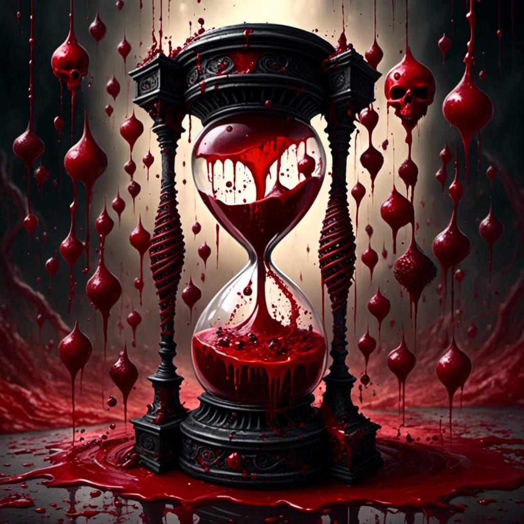 Blood-Filled Hourglass in Gothic Horror Style