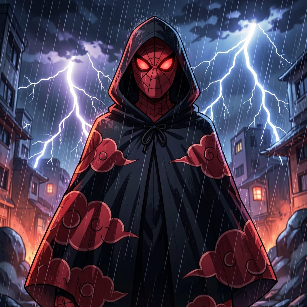 Rogue Ninja Spider-Man in Dark Anime Style