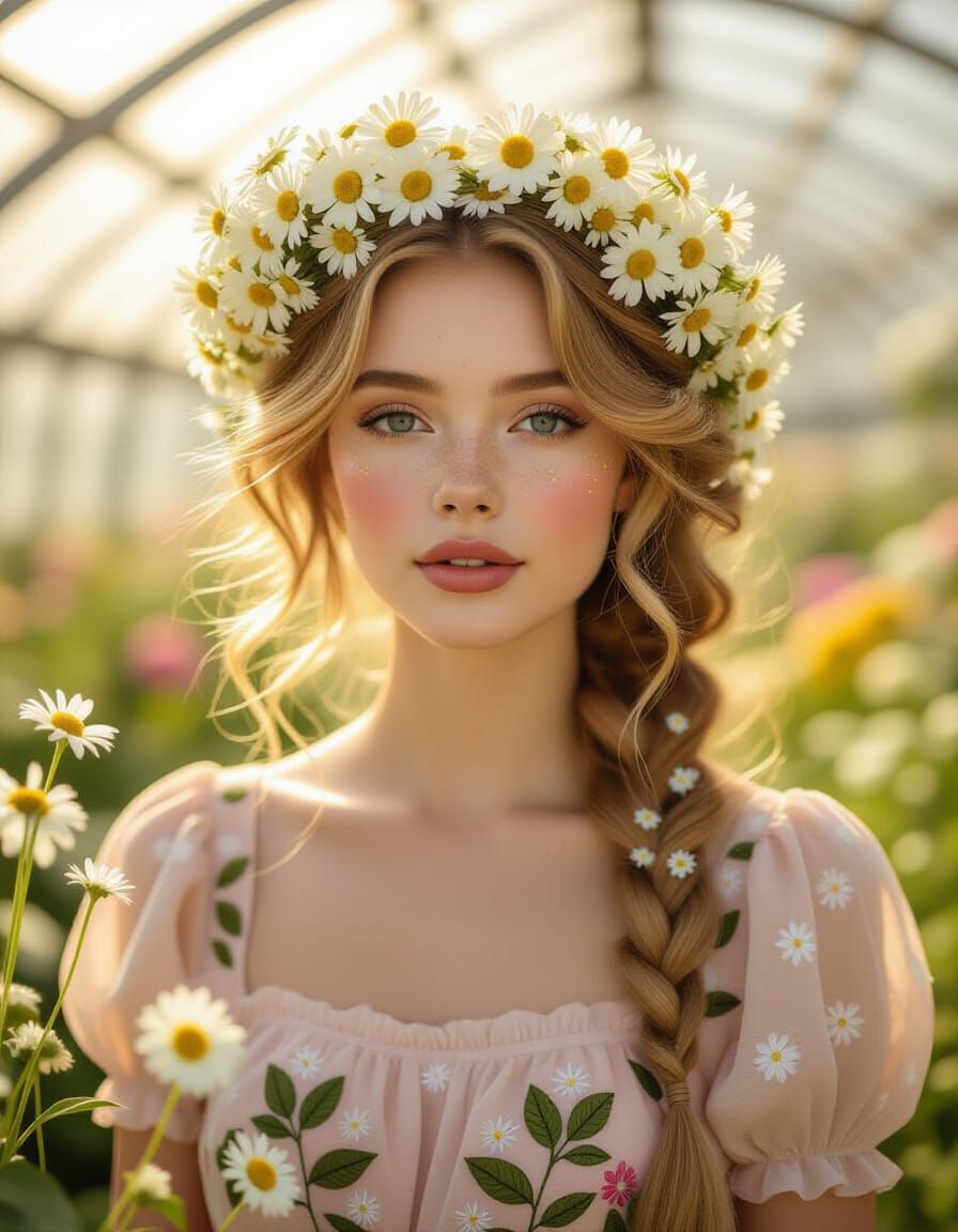 Dreamy Florist with Daisy Petals and Floral Crown