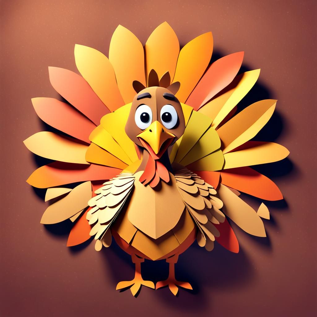 Cartoon Turkey Collage in 3D Digital Art Style