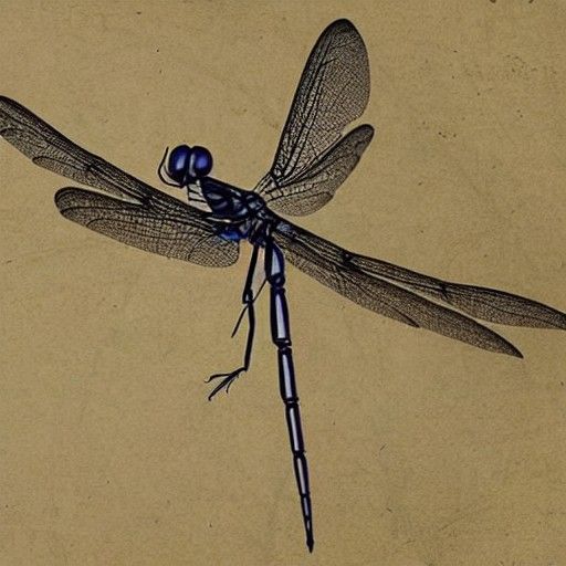 Hyperrealistic Dragonfly in Da Vinci Sketch Style