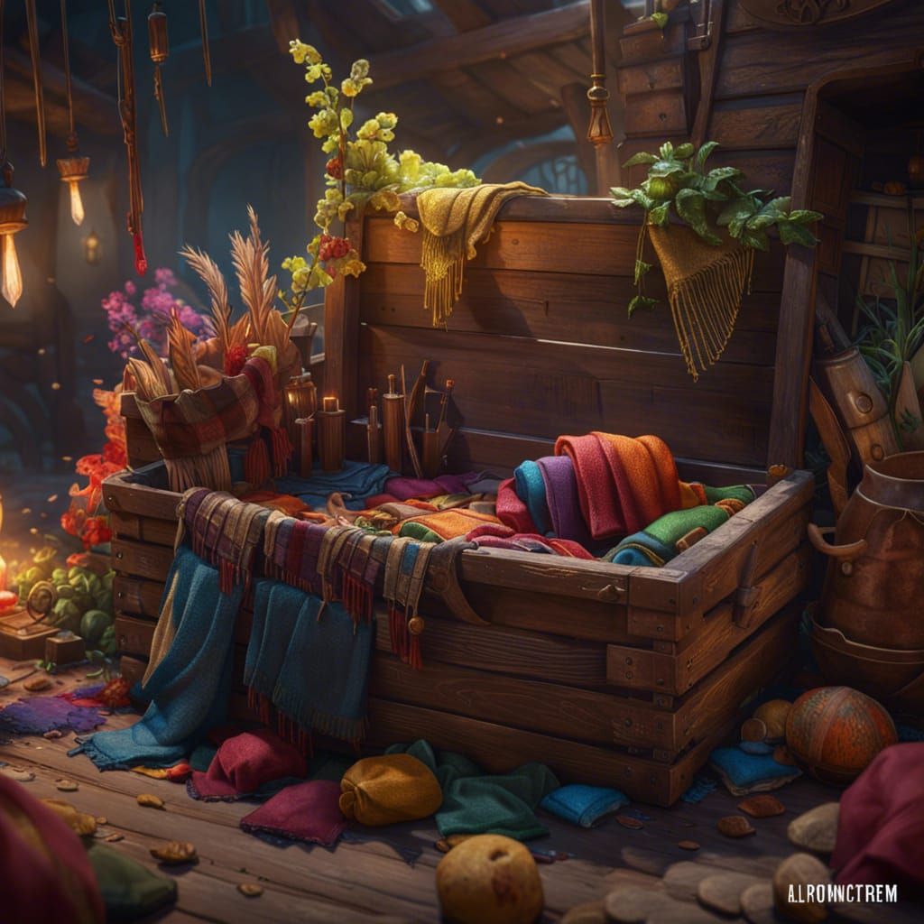 Intricate Hidy Hole Illustration with Rags