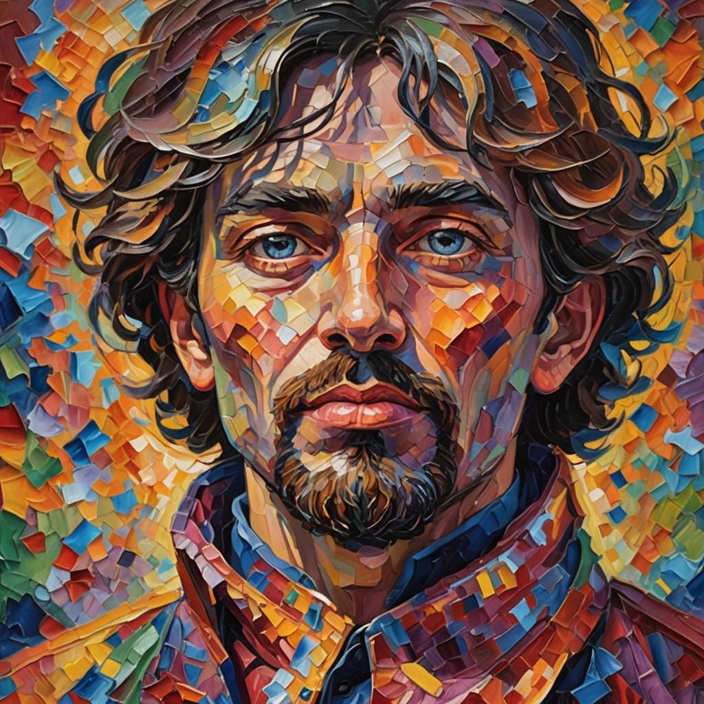 Expressionist Portrait in Neo-Impressionist Impasto Style