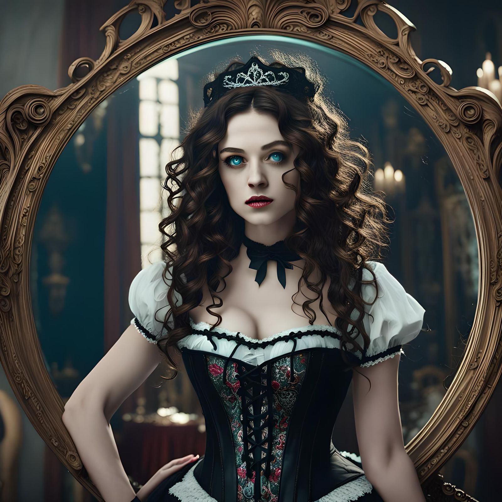 Gothic Alice in Wonderland Portrait in Digital Art Style