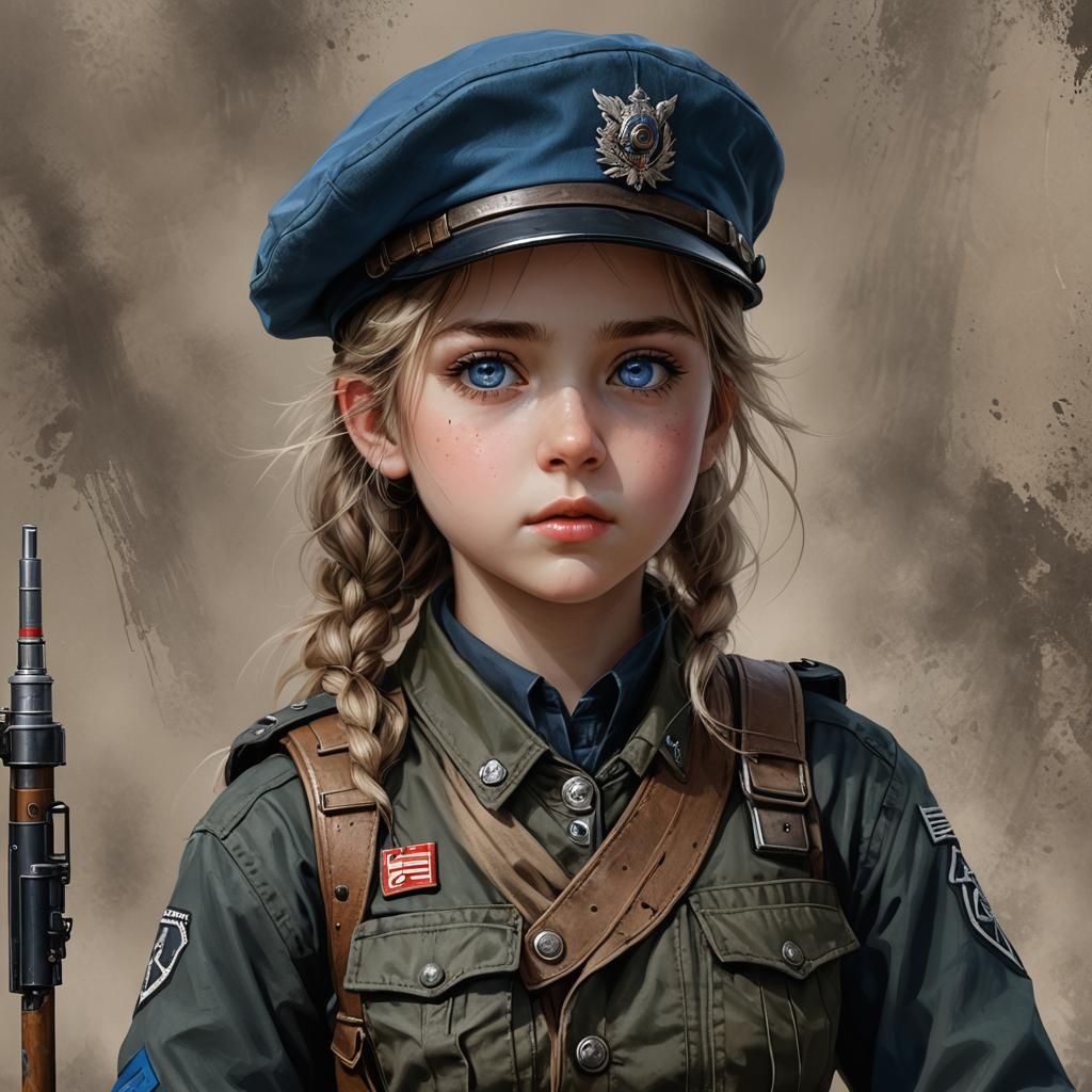 Child Soldier Portrait in Striking Digital Art Style