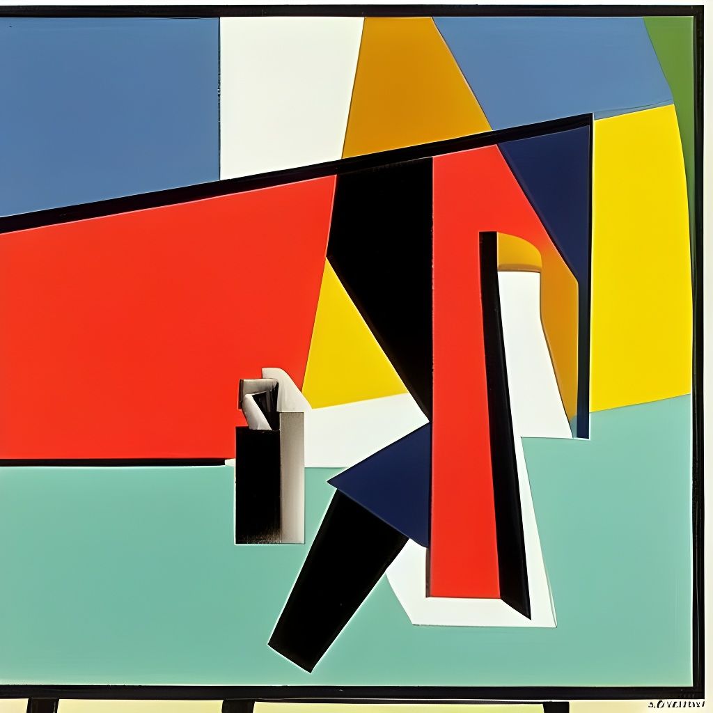 Woman in Bikini in Cubist Artwork