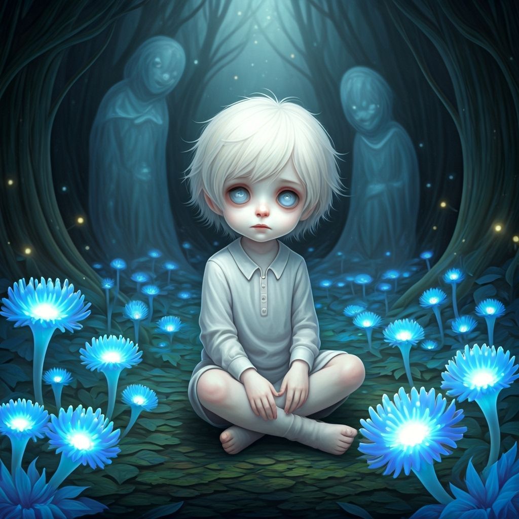 Ethereal Child in Glade of Glowing Anemones