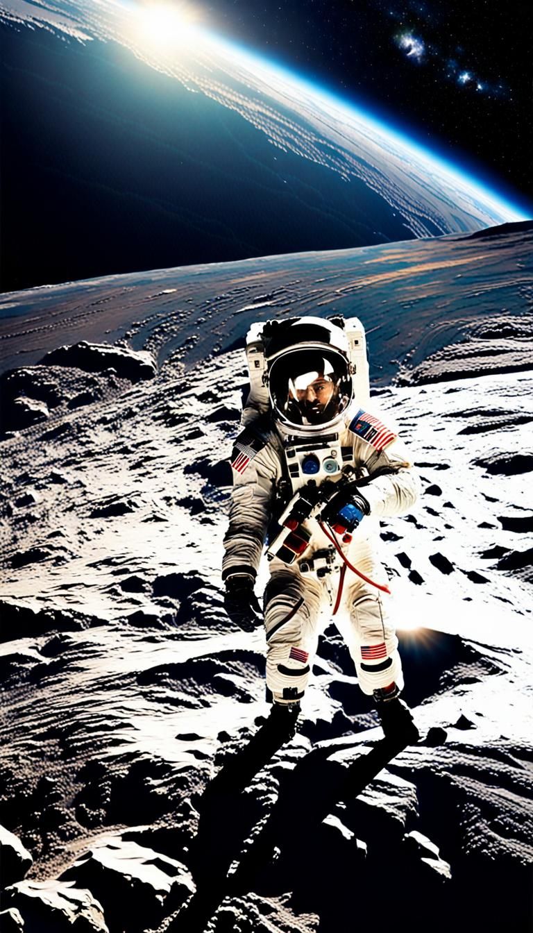 Astronaut Gazing at Earth from Space