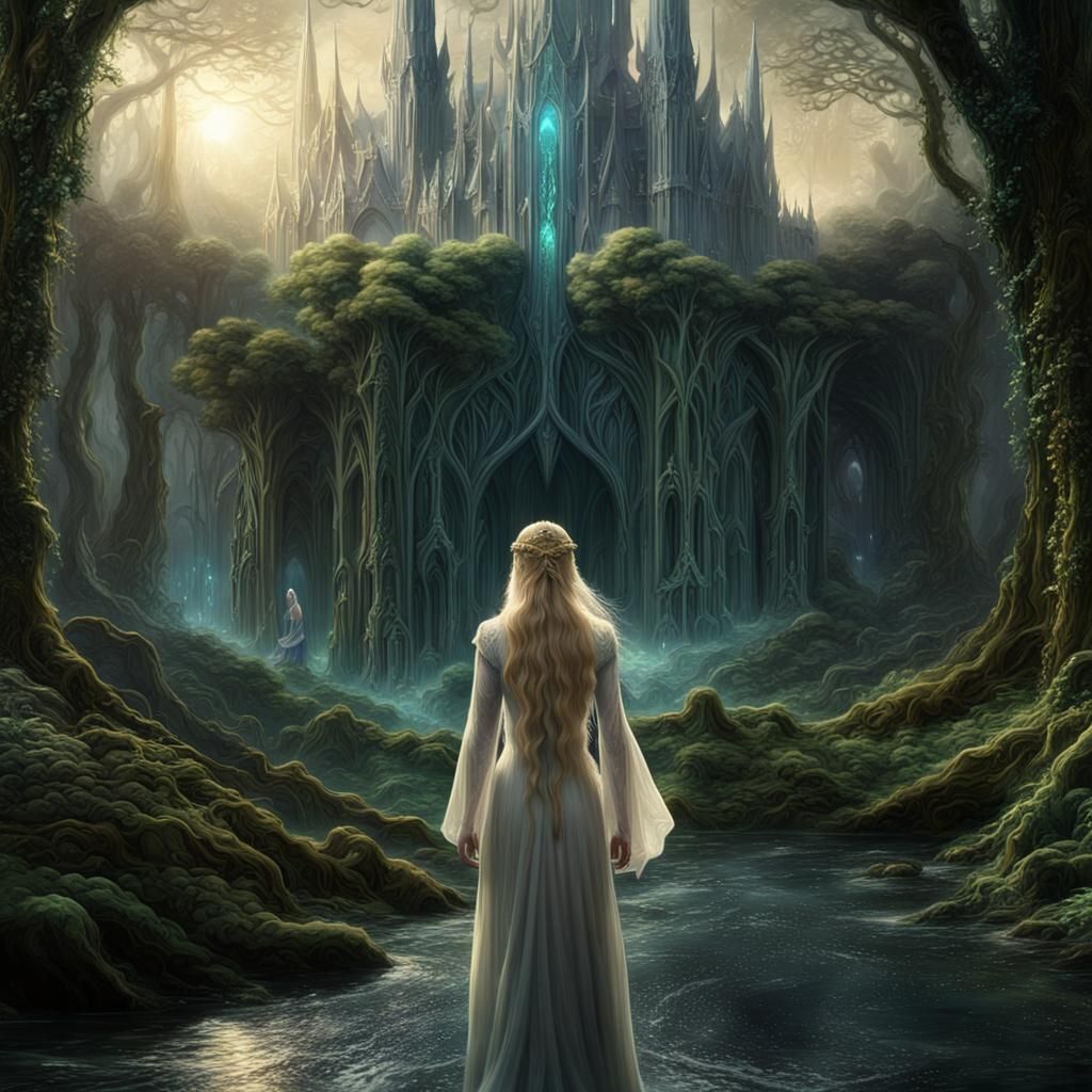 Galadriel's Departure: Epic Digital Matte Painting