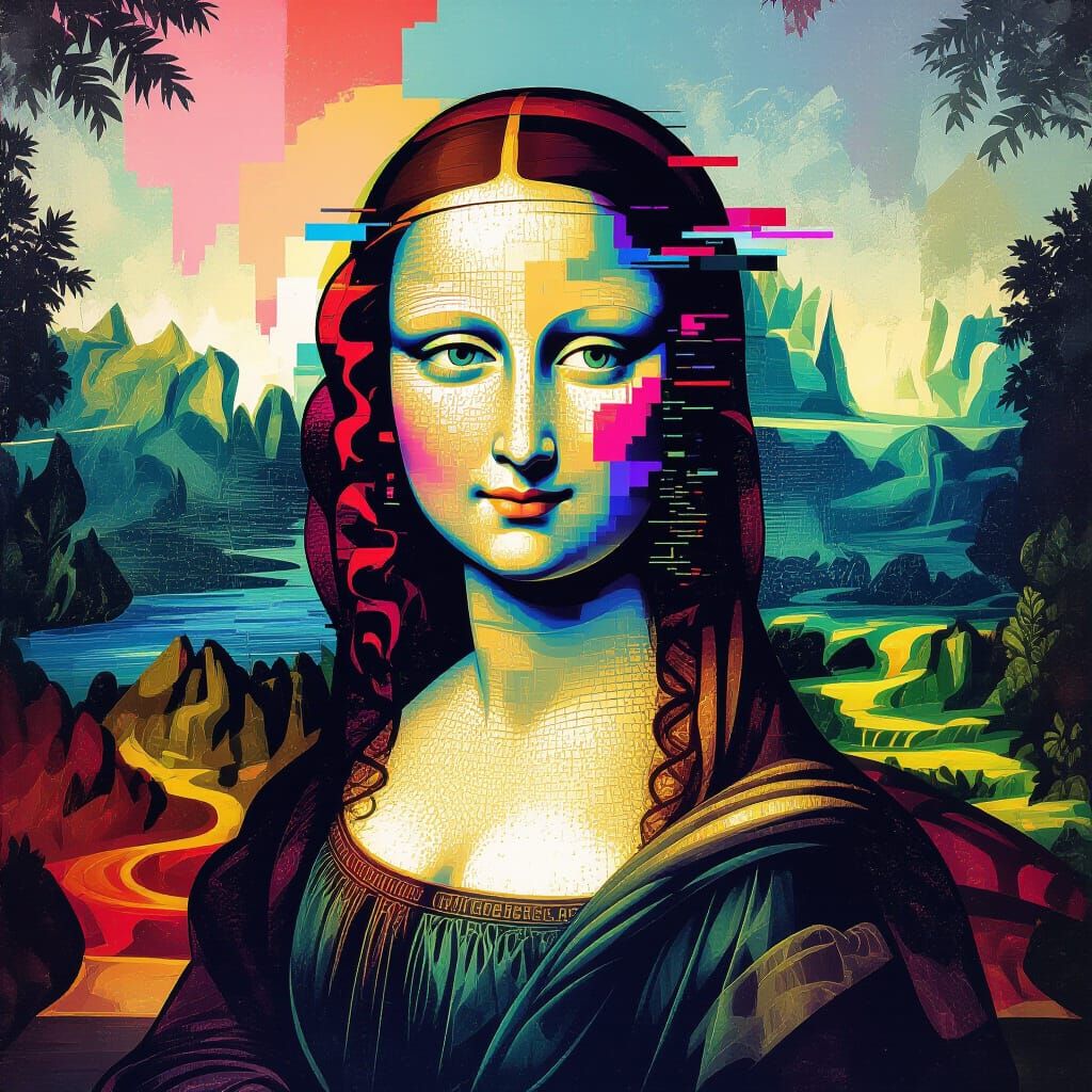 Glitched Goddess Portrait in Prismatic Colors