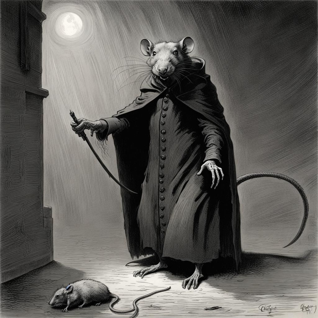Horror Rat Illustration Inspired by Doré and Rutkowski