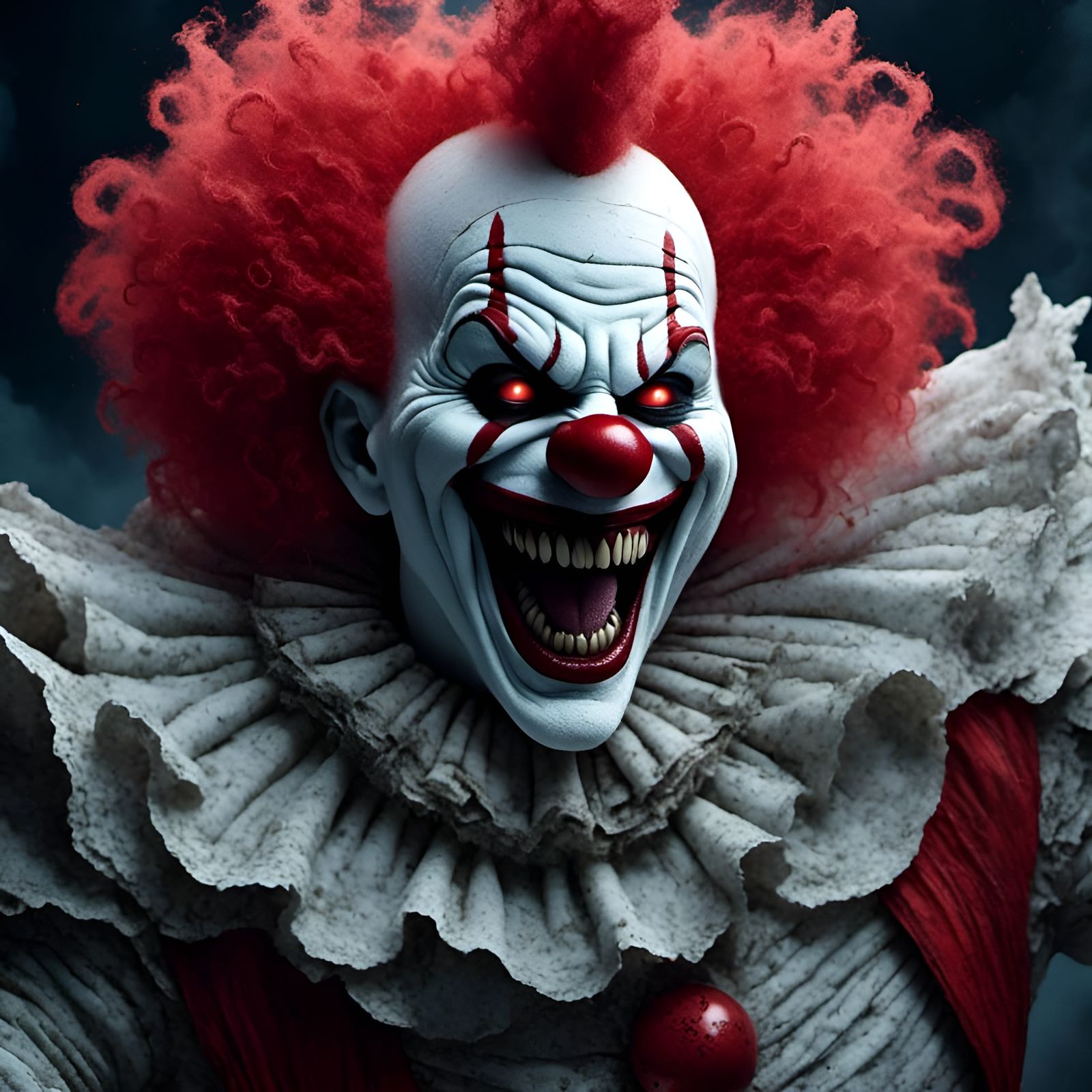 Moss Clown Screaming Portrait in Pastel Sky