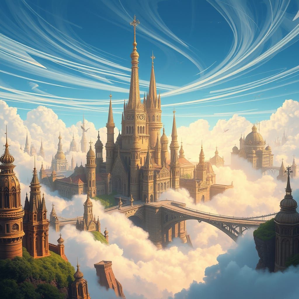 Floating Metropolis in Ethereal Light