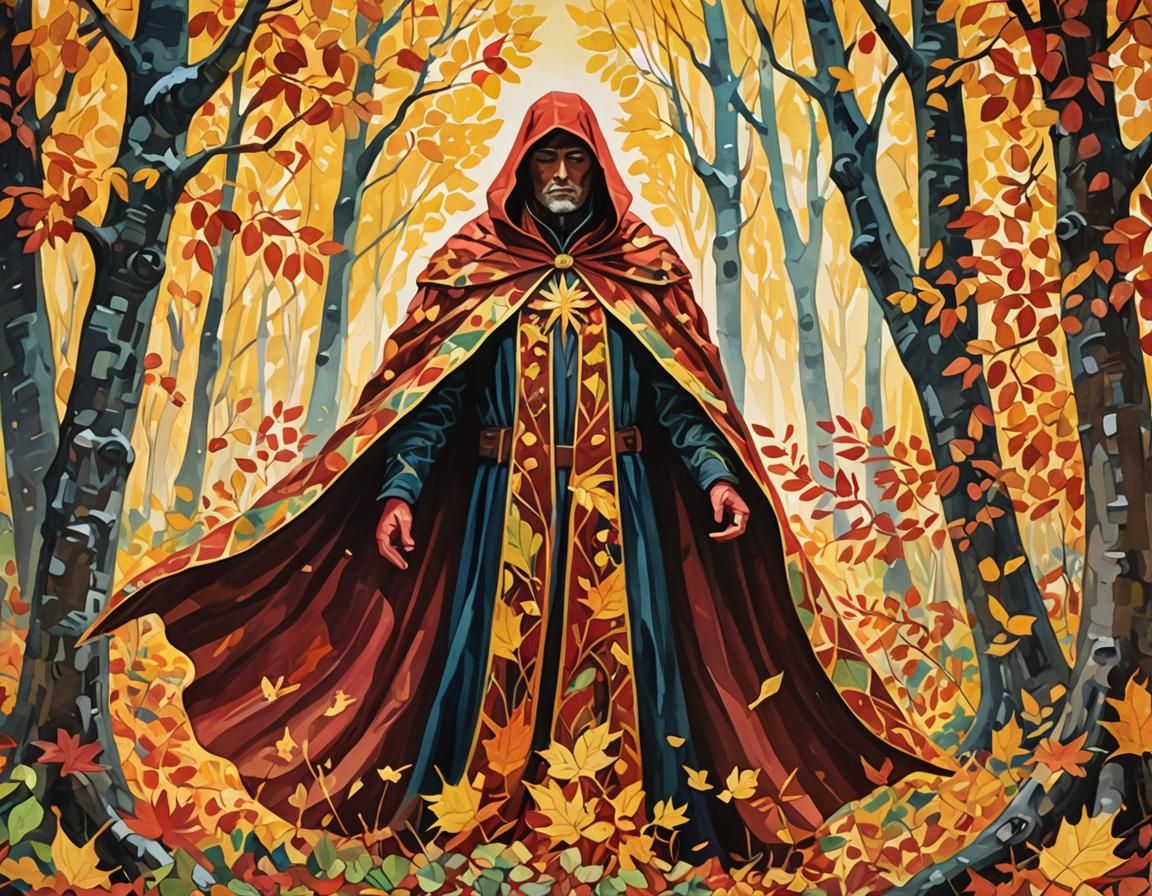 Autumn God Reveals Winter Landscape in Gouache