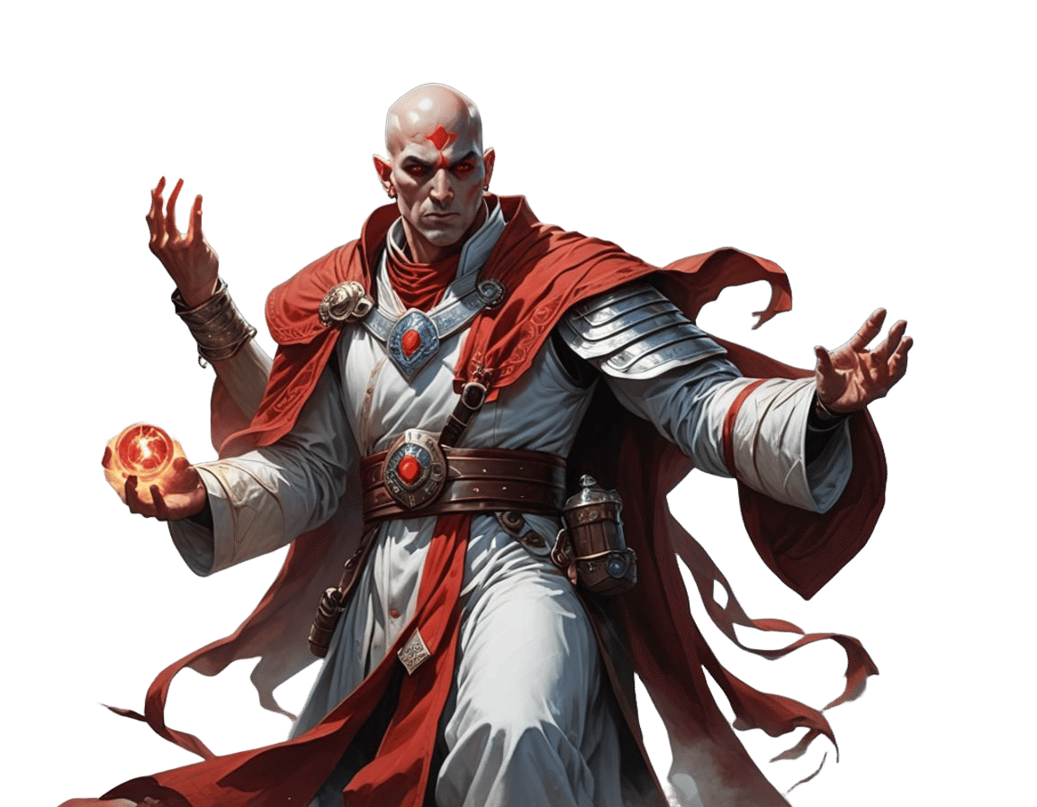 Bald Priest Summons a Portal in Dark Fantasy Style