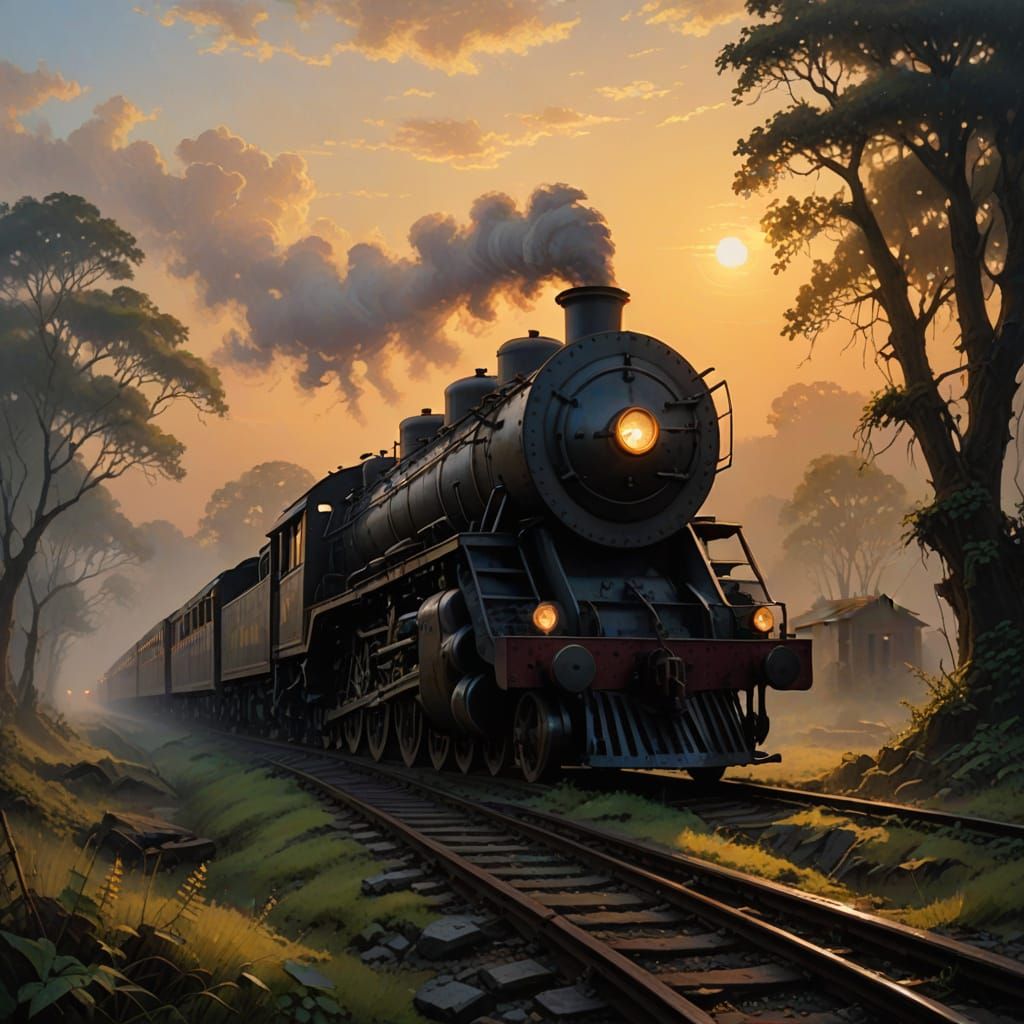 Ethereal Ruins Bathed in Golden Sunset Light