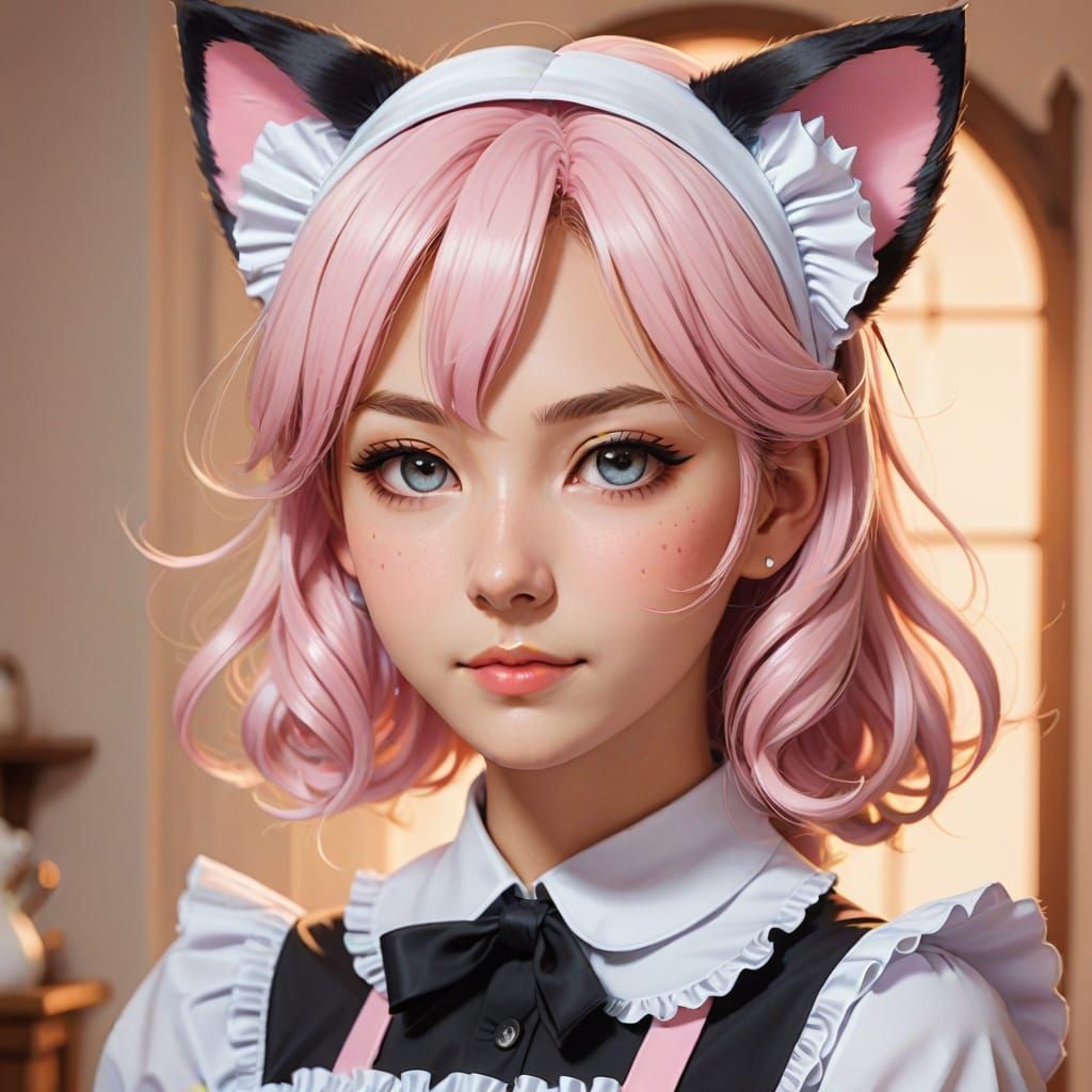 Anime Catgirl Maid in Moe Style