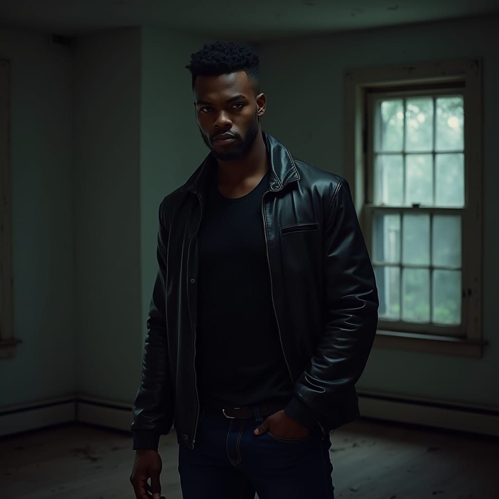 Mysterious Midnight Figure in Abandoned Living Room