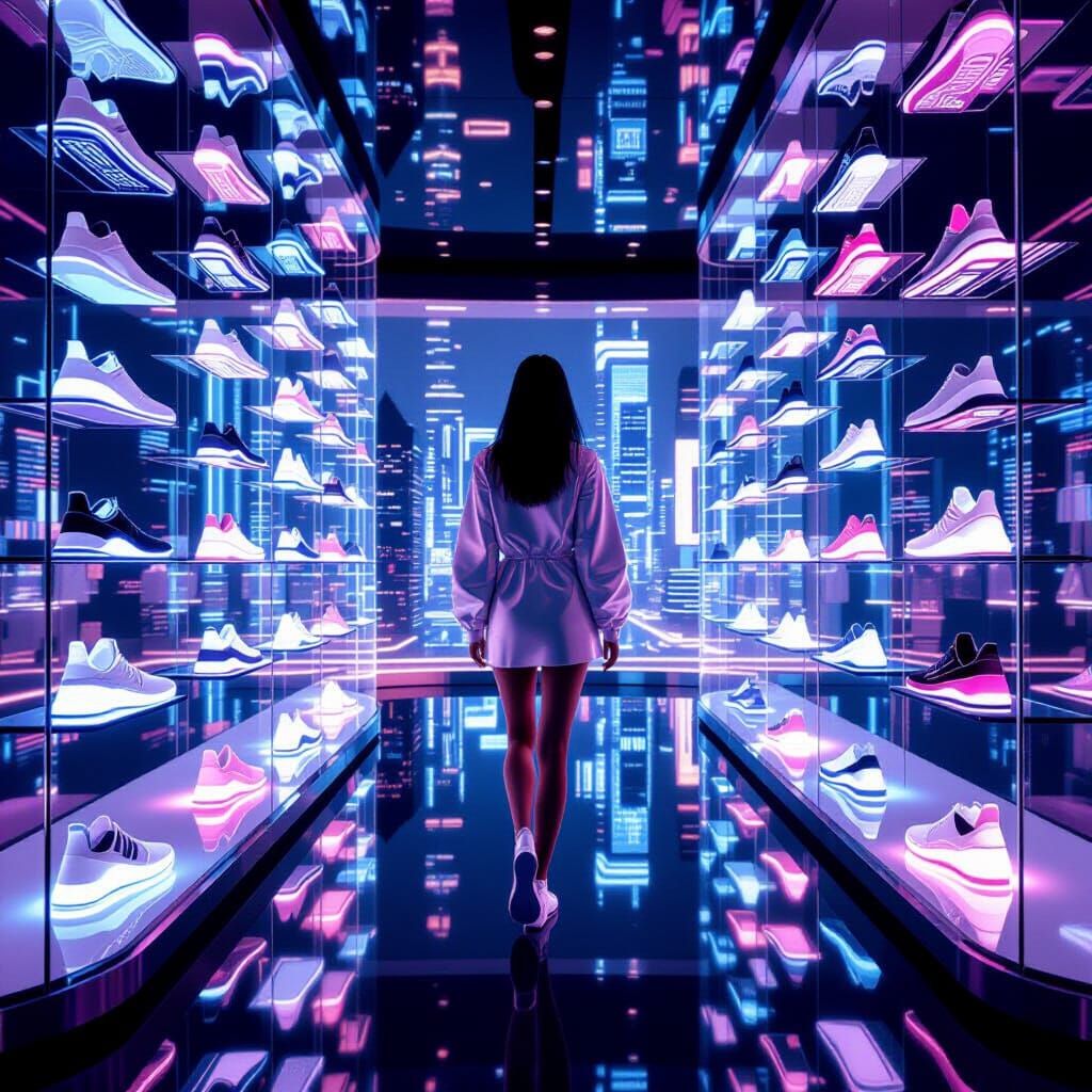 Futuristic Model in High-Tech Boutique