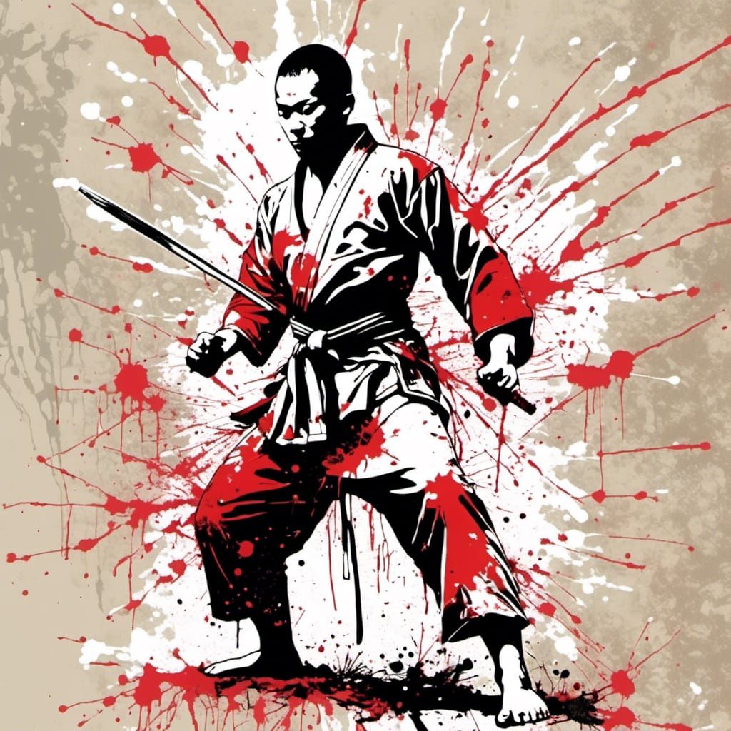 <lora:Splatter Graffiti:1.0> The Power of Self Defense Martial Arts and the Discipline