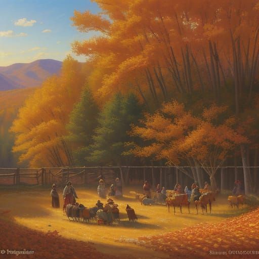 Native Americans in Autumn Golden Hour