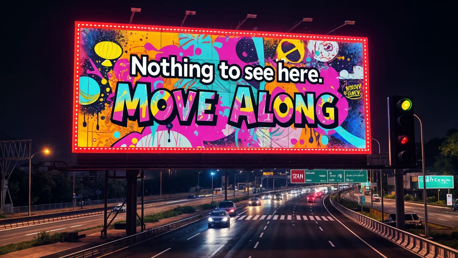Eye-Catching Billboard in Vibrant Graffiti Style