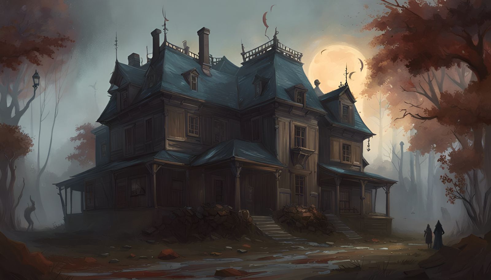 Hyperrealistic Vampire House, Dark Fantasy Art