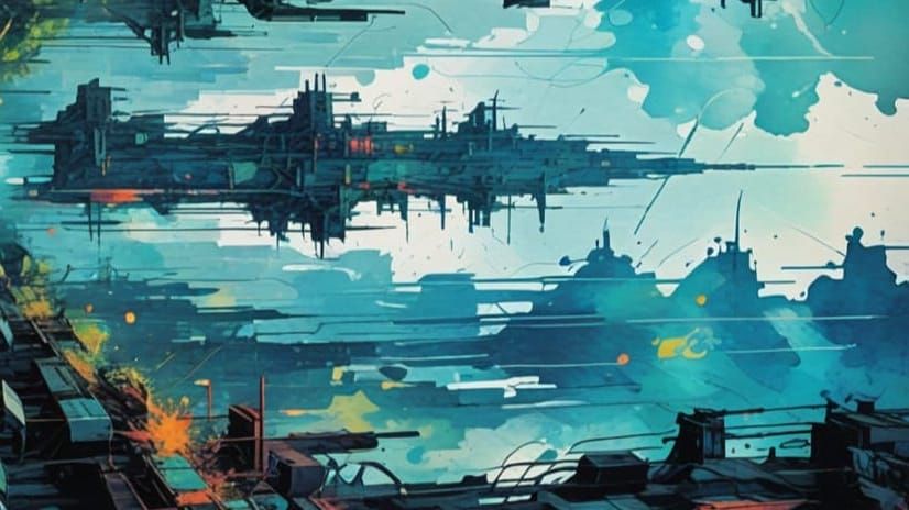 Vintage Glitchcore Watercolor Art with Vibrant Brush Strokes