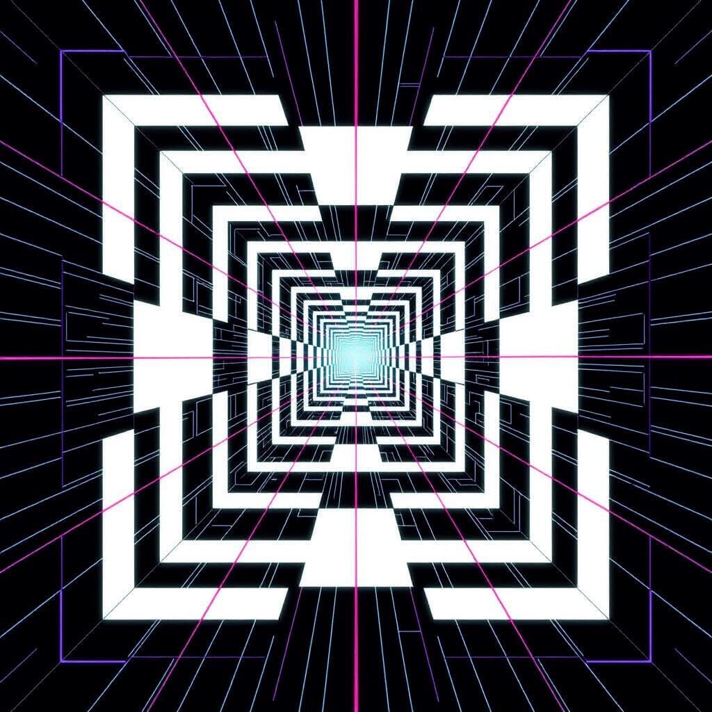 Retro Geometric Optical Illusion in Black and White