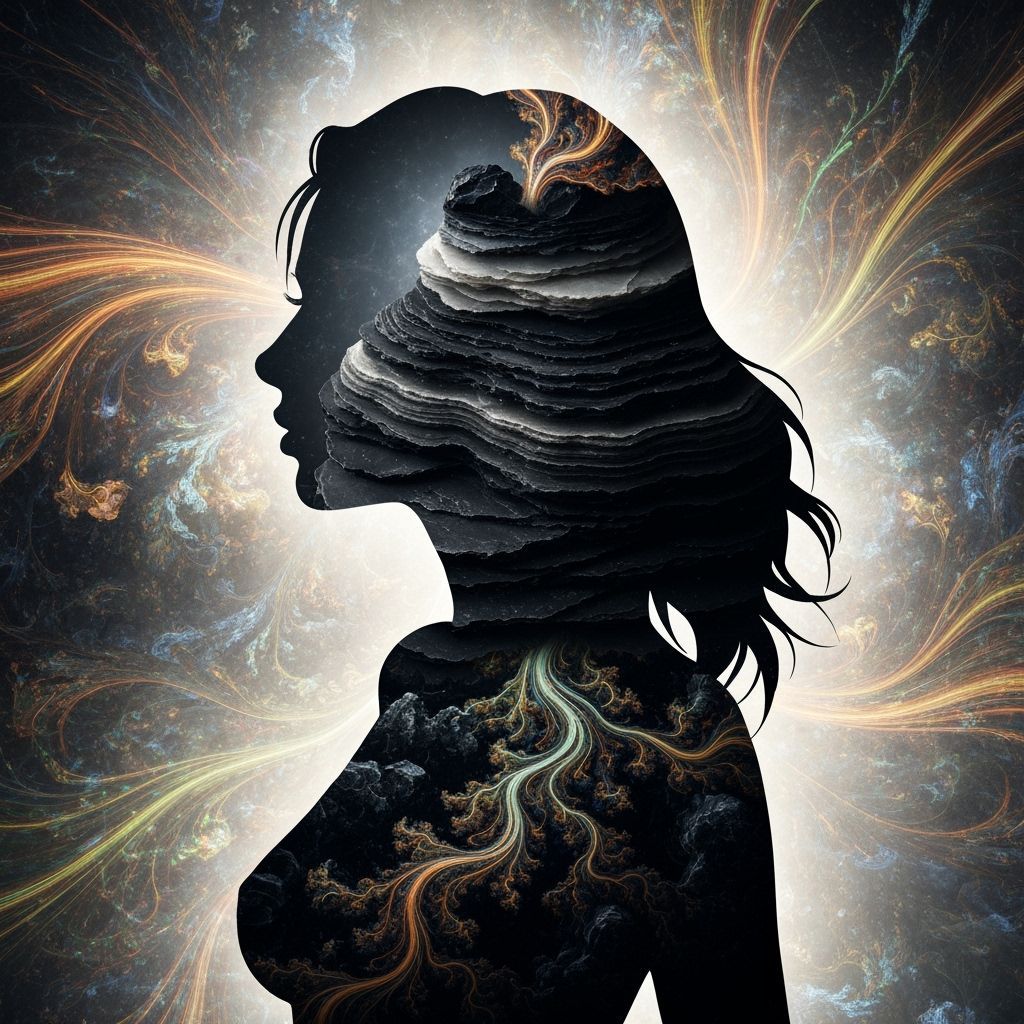 Surreal Bond Girl Silhouette with Fractal Onyx and Color