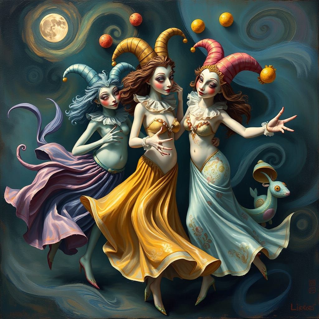 Surreal Dance of Nymphs, Jesters, and Buffoons