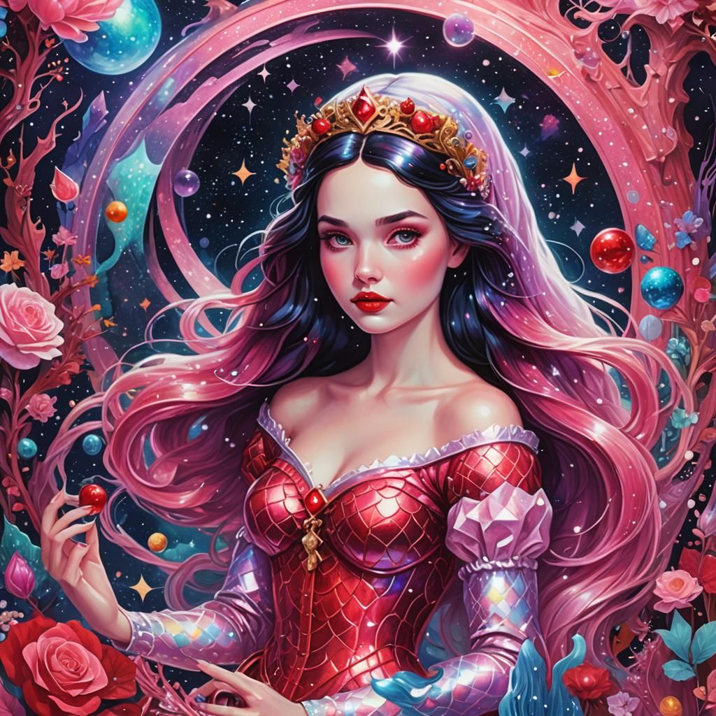 Surreal Space Mermaid Illustration in Mixed Media