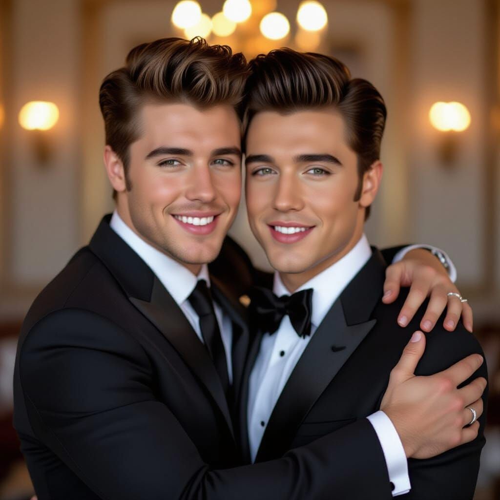 Warm Embrace Portrait with Bokeh Effect and Studio Lighting