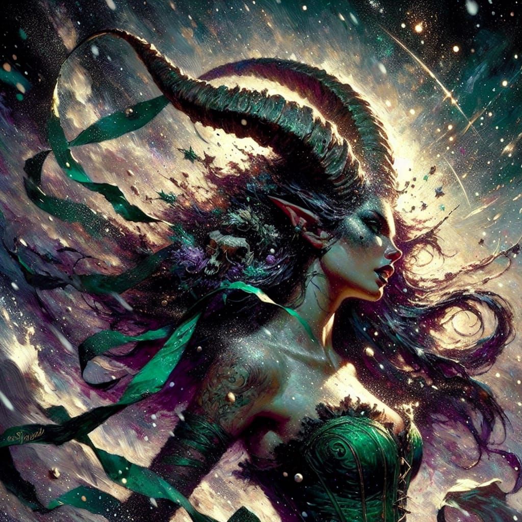 Ethereal Satyr in Snowy Noir